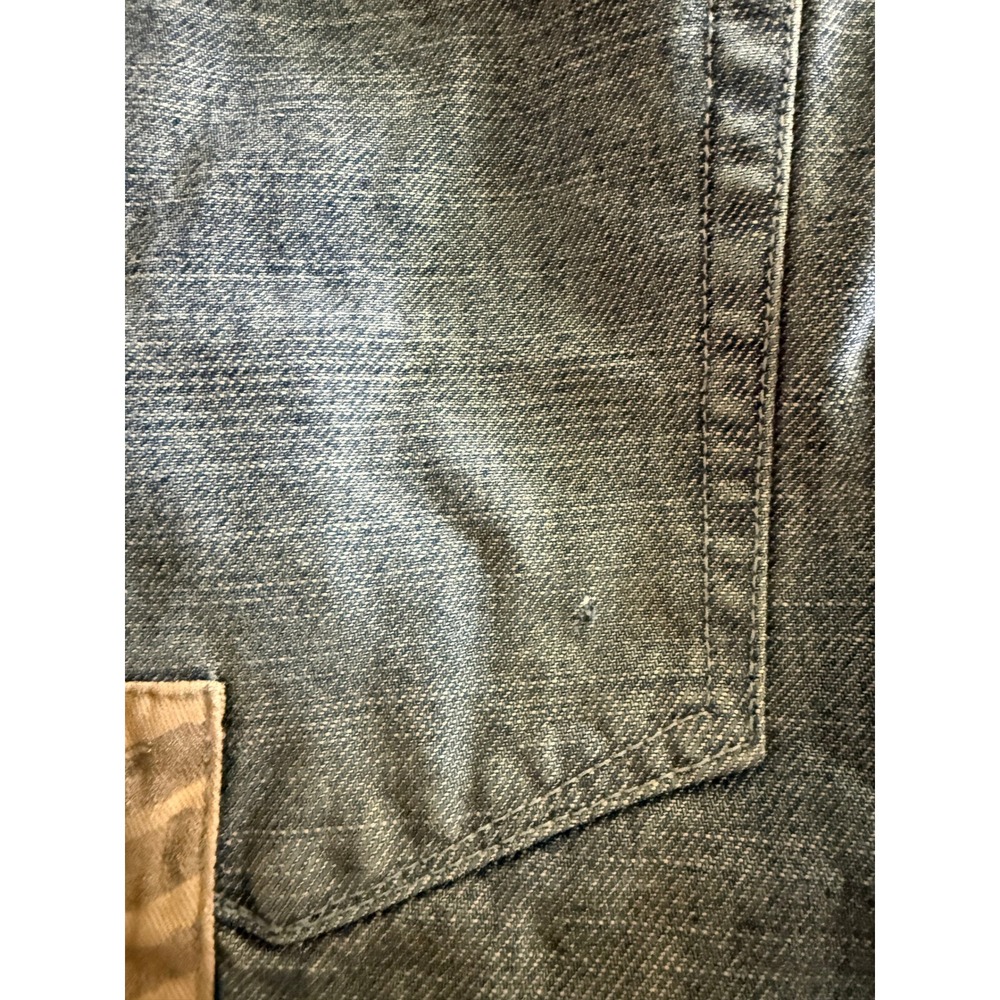 Sean John Vintage Baggy Jeans Gray Blue Tan Contrast Panel Star Patch Mens 36 - Picture 10 of 11